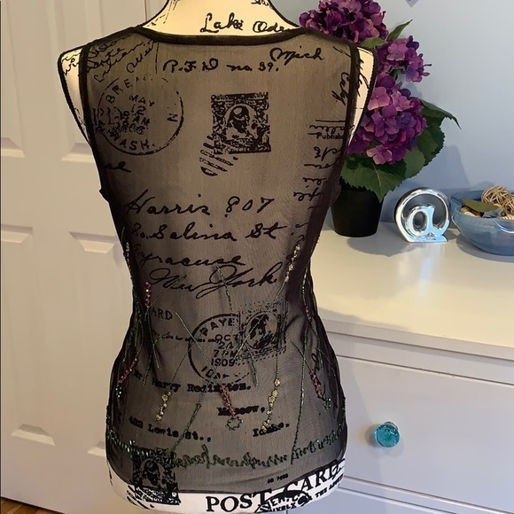 Sheer Tank with Floral Embroidery Size Large - Picture 3 of 7